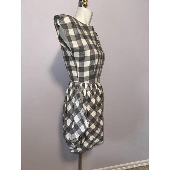Mr Larkin Whitney Dress Gingham Check Tulip Structural Open Back Cotton XS S - Picture 4 of 6